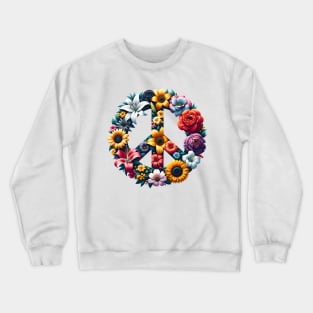 Peace Symbol with Flowers Crewneck Sweatshirt